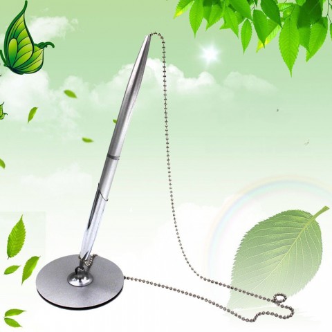 Metal Bead Rotating Desk Pen for Office and Bank Use