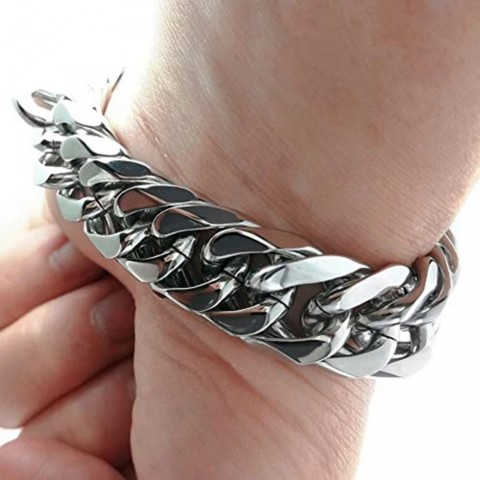 Stainless Steel 91113161921mm Width Men's Heavy Chain Cuban Curb Link Bracelet