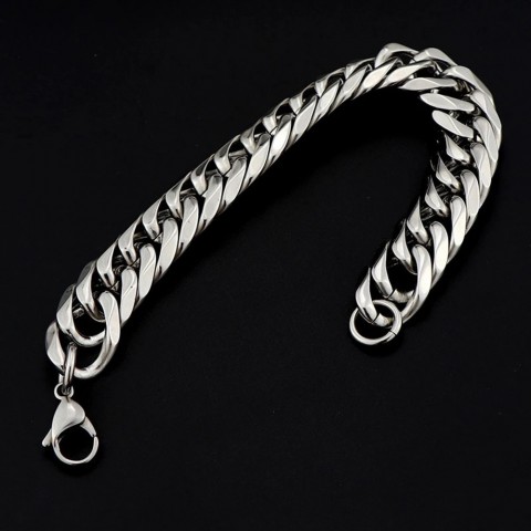 Stainless Steel 91113161921mm Width Men's Heavy Chain Cuban Curb Link Bracelet