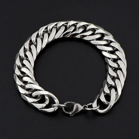 Stainless Steel 91113161921mm Width Men's Heavy Chain Cuban Curb Link Bracelet