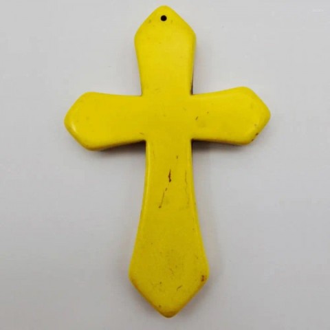 Turquoise Cross Pendant Necklace for Women, 84x55MM, Stylish Preppy Gem Beads