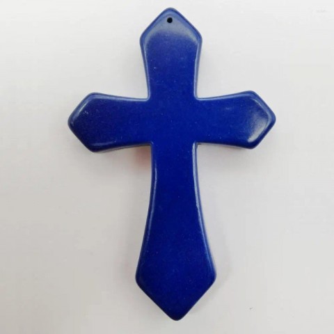 Turquoise Cross Pendant Necklace for Women, 84x55MM, Stylish Preppy Gem Beads