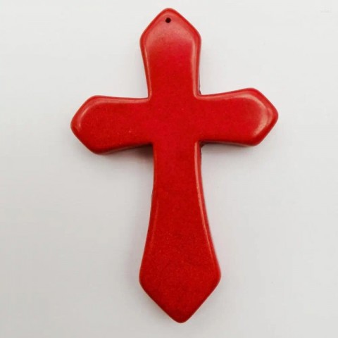 Turquoise Cross Pendant Necklace for Women, 84x55MM, Stylish Preppy Gem Beads