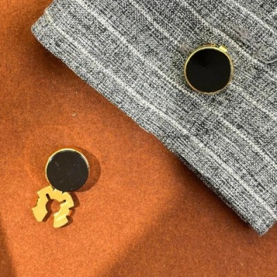 Brass Round Cufflinks for Men's Formal Shirts 10 Pieces