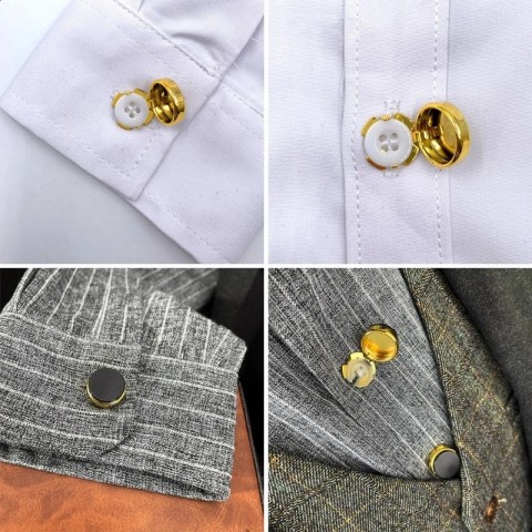 Brass Round Cufflinks for Men's Formal Shirts 10 Pieces