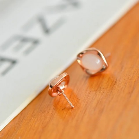 S925 Silver Stud Earrings Inlaid with Jade for Women