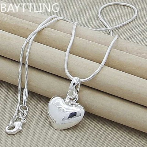 Fine Heart Pendant Necklace in 925 Sterling Silver for Women