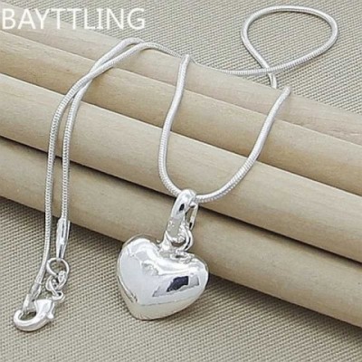 Fine Heart Pendant Necklace in 925 Sterling Silver for Women