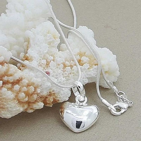 Fine Heart Pendant Necklace in 925 Sterling Silver for Women