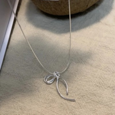 Sterling Silver Simple Knot Bowtie Necklace for Women - Punk Jewelry Gift