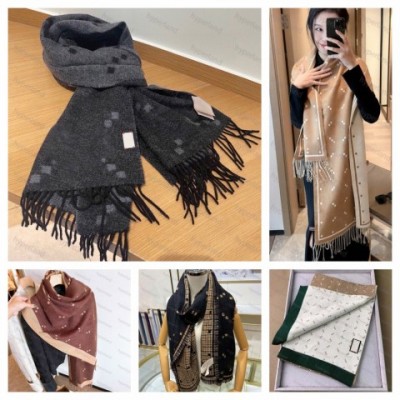 Luxury CYD2411151F5 Unisex Cashmere Jacquard Scarf, Classic Letter Print, Reversible Design, Winter Warmth
