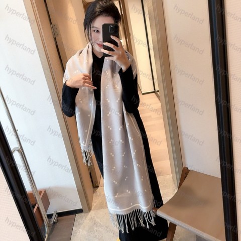 Luxury CYD2411151F5 Unisex Cashmere Jacquard Scarf, Classic Letter Print, Reversible Design, Winter Warmth
