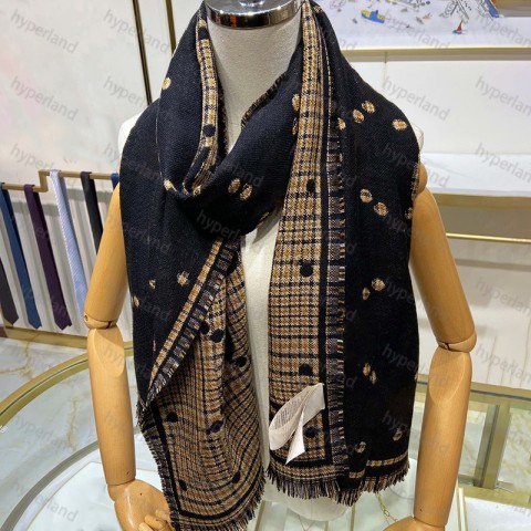 Luxury CYD2411151F5 Unisex Cashmere Jacquard Scarf, Classic Letter Print, Reversible Design, Winter Warmth
