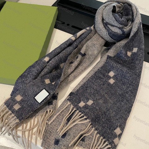 Luxury CYD2411151F5 Unisex Cashmere Jacquard Scarf, Classic Letter Print, Reversible Design, Winter Warmth