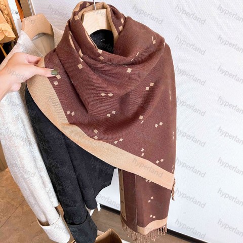 Luxury CYD2411151F5 Unisex Cashmere Jacquard Scarf, Classic Letter Print, Reversible Design, Winter Warmth