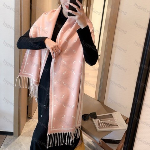 Luxury CYD2411151F5 Unisex Cashmere Jacquard Scarf, Classic Letter Print, Reversible Design, Winter Warmth