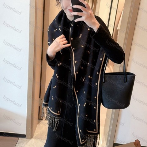 Luxury CYD2411151F5 Unisex Cashmere Jacquard Scarf, Classic Letter Print, Reversible Design, Winter Warmth