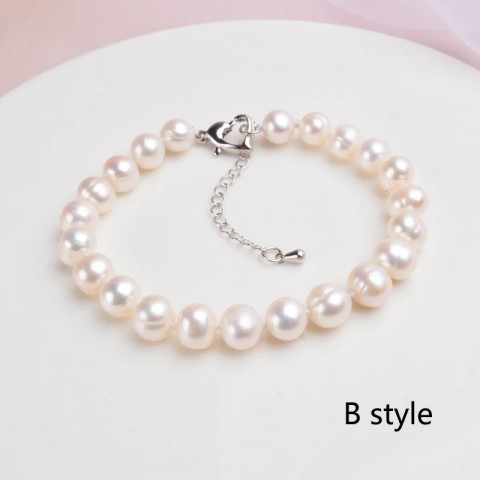 ASHIQI Freshwater Pearl Beaded Bracelets for Women - Classic White Jewelry Gift
