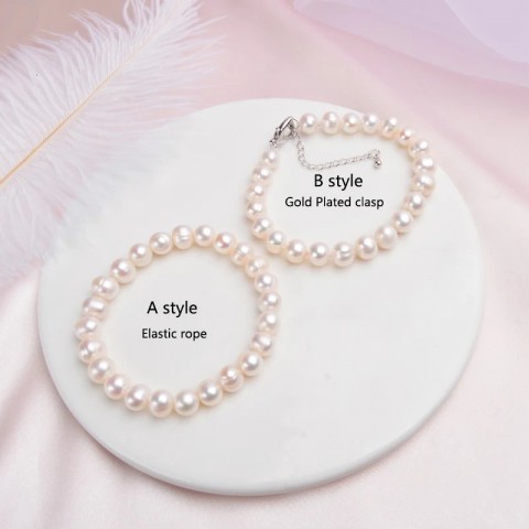 ASHIQI Freshwater Pearl Beaded Bracelets for Women - Classic White Jewelry Gift