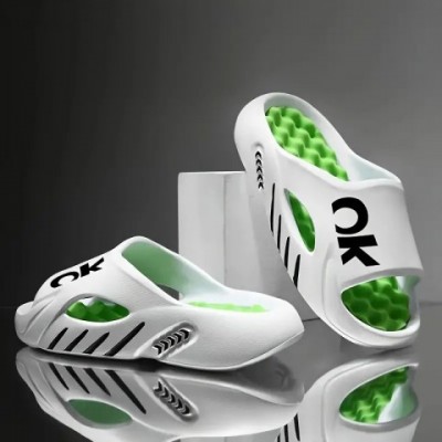 Men's 2025 White Fashion Platform Casual Beach Slippers with Foot Massage