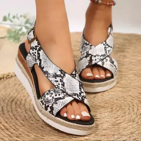 Comfortable Women's Wedge Sandals with Platform and Animal Prints
