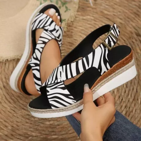 Comfortable Women's Wedge Sandals with Platform and Animal Prints