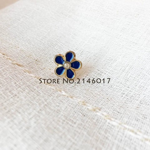 Forget-Me-Not Masonic Badge Pin - Unisex Custom Lapel Brooch with Rhinestones