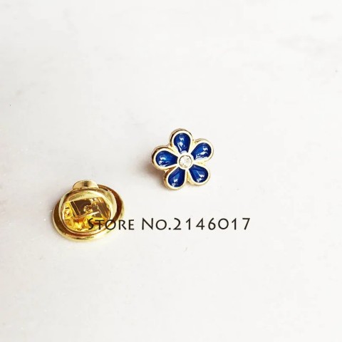 Forget-Me-Not Masonic Badge Pin - Unisex Custom Lapel Brooch with Rhinestones