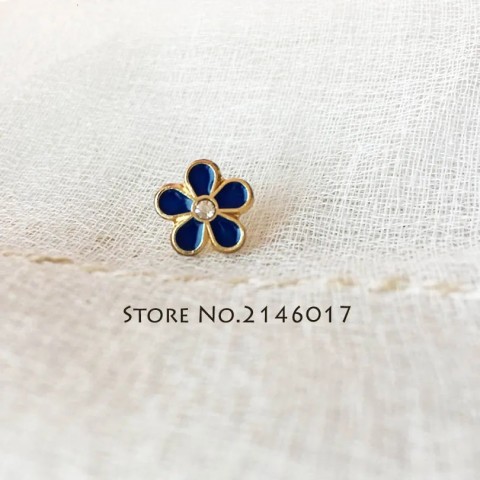 Forget-Me-Not Masonic Badge Pin - Unisex Custom Lapel Brooch with Rhinestones