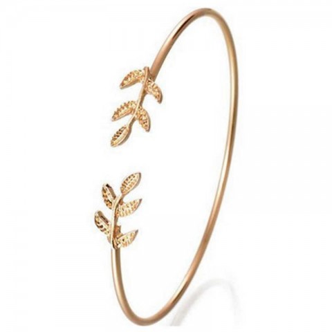 Silver Feather Bangles for Women with Leaf Charm