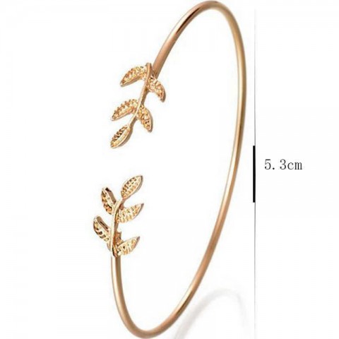 Silver Feather Bangles for Women with Leaf Charm