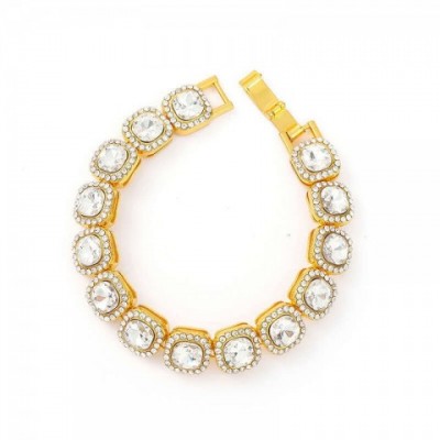 Unisex Fashion Alloy Cuban Chain Necklace with Black Peridot