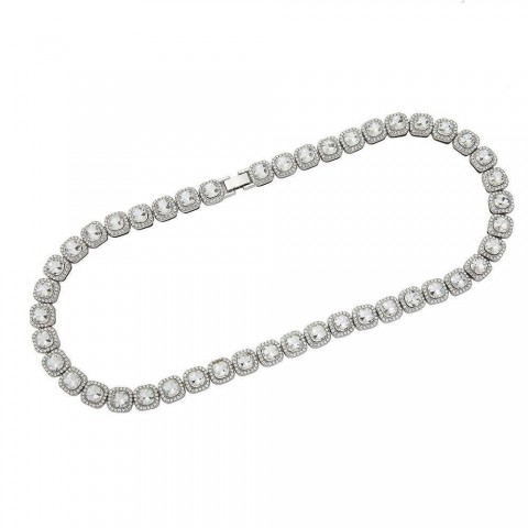 Unisex Fashion Alloy Cuban Chain Necklace with Black Peridot
