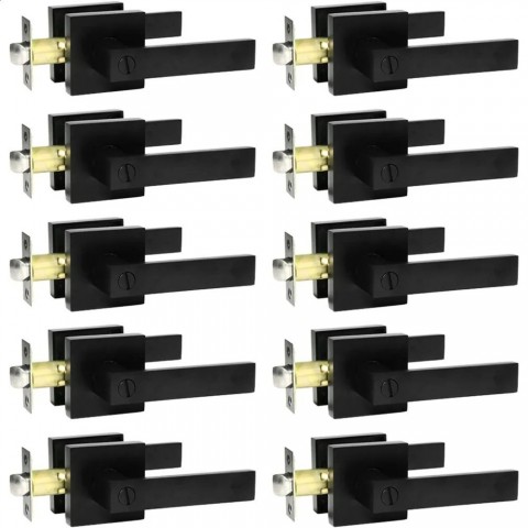 Matte Black Zinc Alloy Privacy Door Levers - 10 Pack Universal Handles dh5727163