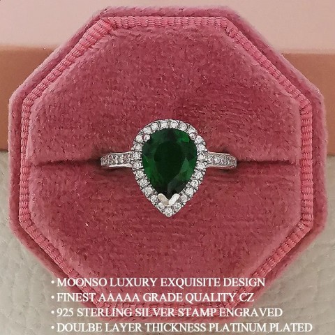 Silver Pink Pear-Cut Zircon Engagement Solitaire Ring for Women