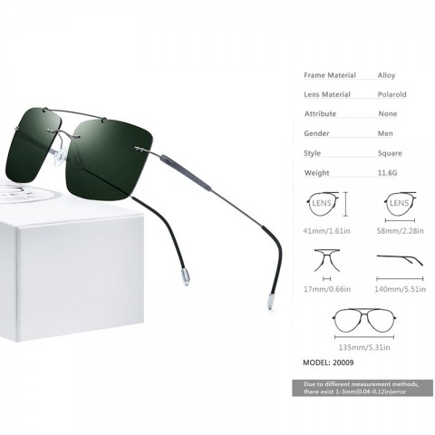 FONEX Ultralight TR90 Rimless Polarized Sunglasses for Men