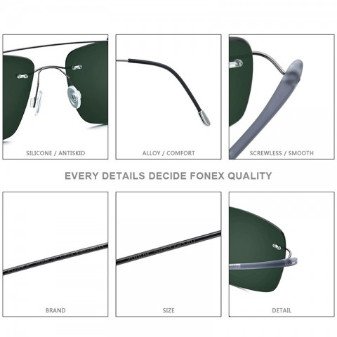 FONEX Ultralight TR90 Rimless Polarized Sunglasses for Men