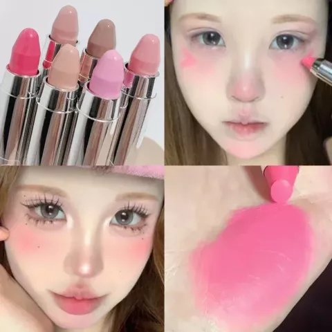 Blush Stick Cream - 6 Colors Matte Cheek Rouge for Face Contouring & Multi-use Lip & Eye Makeup