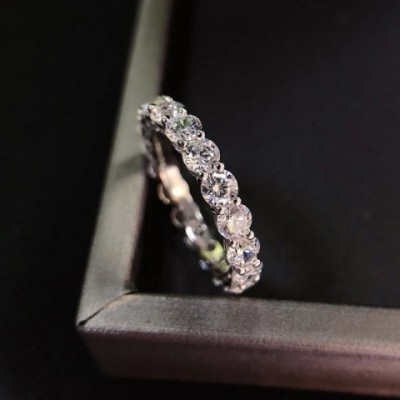 YES1 Women's 925 Sterling Silver Infinite Round Diamond Eternity Wedding Band Ring 250411