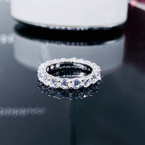 YES1 Women's 925 Sterling Silver Infinite Round Diamond Eternity Wedding Band Ring 250411