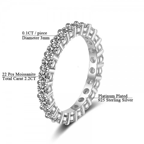 YES1 Women's 925 Sterling Silver Infinite Round Diamond Eternity Wedding Band Ring 250411