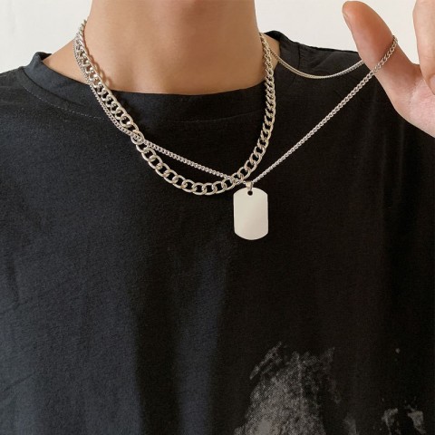 Hee Ha Unisex Double Pendant Titanium Necklace
