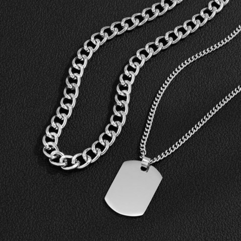 Hee Ha Unisex Double Pendant Titanium Necklace