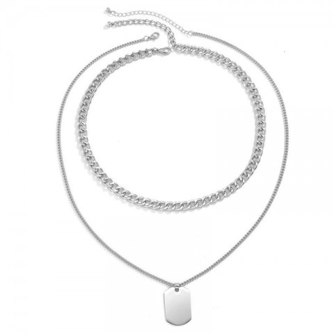 Hee Ha Unisex Double Pendant Titanium Necklace