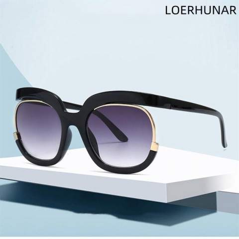 Fashionable Full Frame UV Protection Women's Gradient Circular Sunglasses