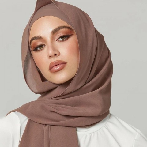 Elegant Solid Chiffon Hijab Set for Women with Matching Modal Undercap