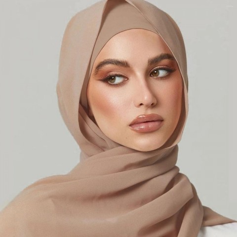 Elegant Solid Chiffon Hijab Set for Women with Matching Modal Undercap