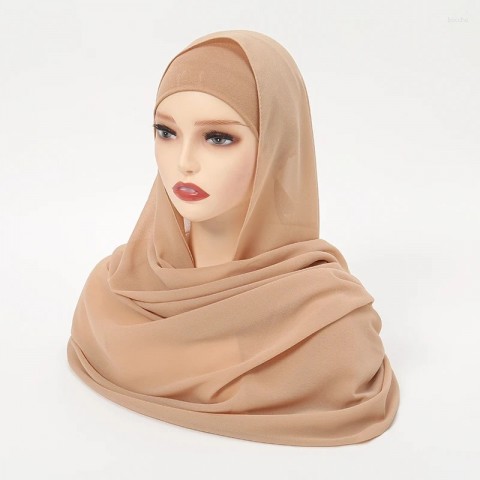 Elegant Solid Chiffon Hijab Set for Women with Matching Modal Undercap