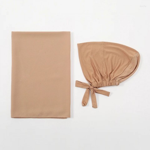 Elegant Solid Chiffon Hijab Set for Women with Matching Modal Undercap