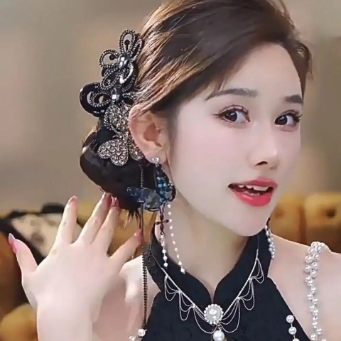 Luxury Women's Party Hair Clip - Elegant Sunflower & Butterfly Tassel